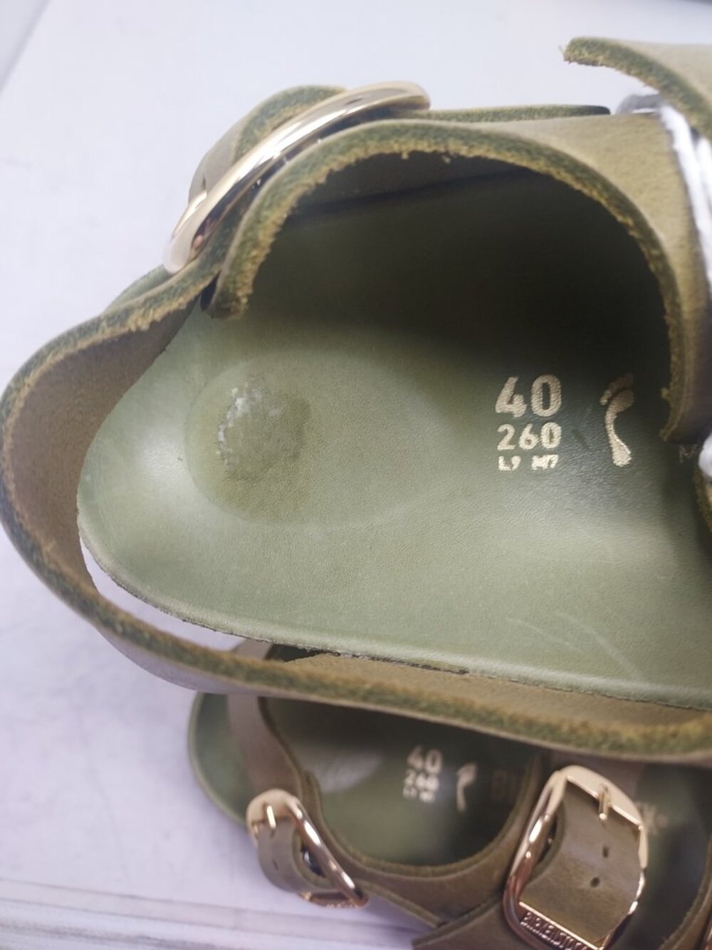 Birkenstock WOMENS Olive Green Milano Big Buckle Patent Sandal - Picture 8 of 9